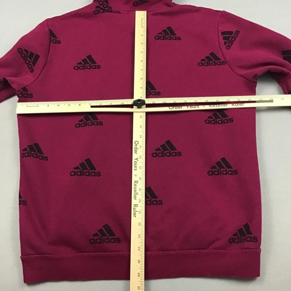 Adidas Hoodie Men Small Pink Trefoil All Over Print Pullover Sweatshirt AOP
